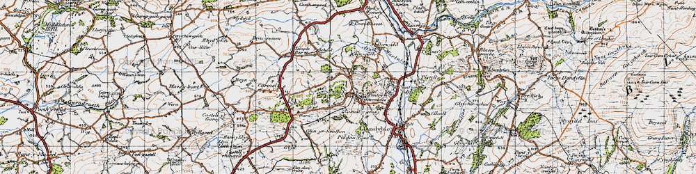 Old map of Pentre-Gwenlais in 1947