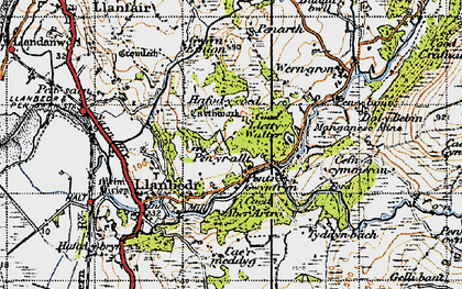 Old map of Pentre Gwynfryn in 1947