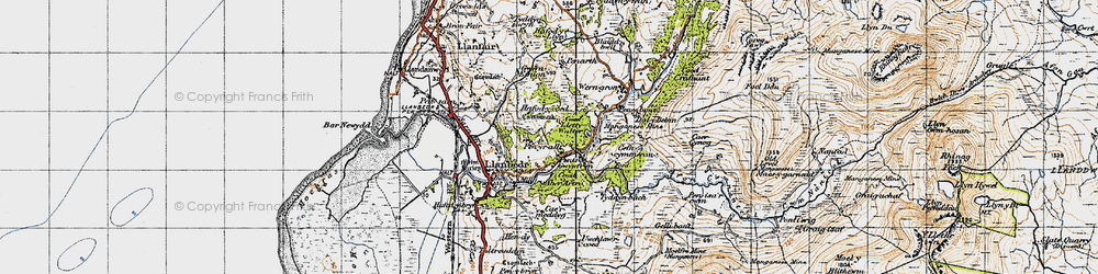 Old map of Pentre Gwynfryn in 1947