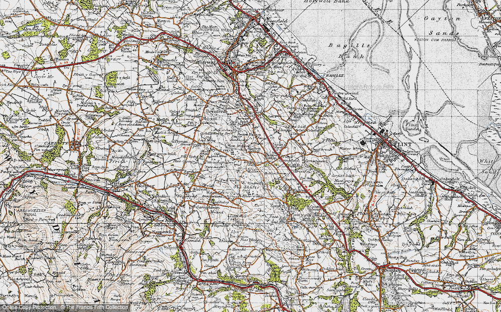 Old Map of Historic Map covering Billins in 1947