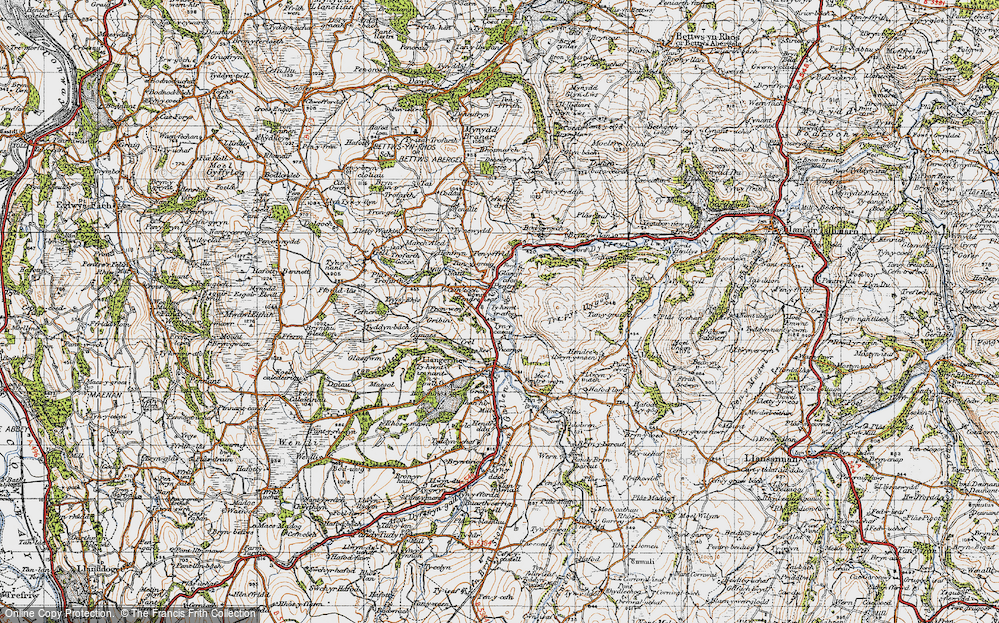 Old Map of Historic Map covering Bryn-yr-aur in 1947