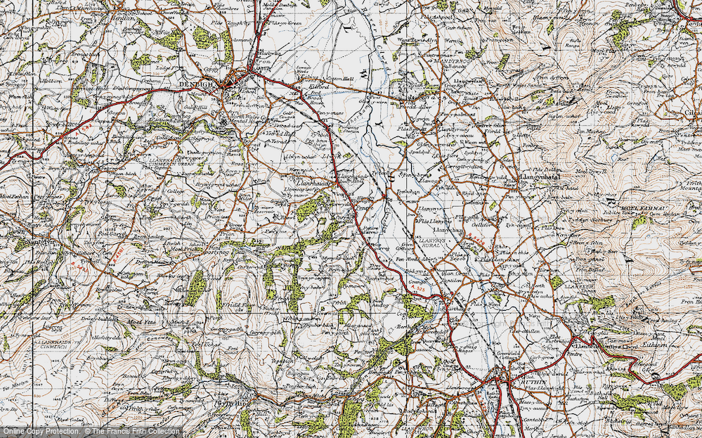 Old Map of Pentre Llanrhaeadr, 1947 in 1947