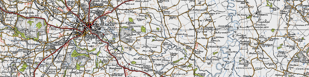 Old map of Pentre Maelor in 1947