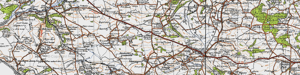 Old map of Pentre Meyrick in 1947