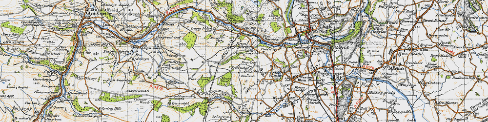 Old map of Pentre-newydd in 1947