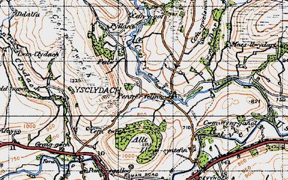 Old map of Pentre'r-felin in 1947