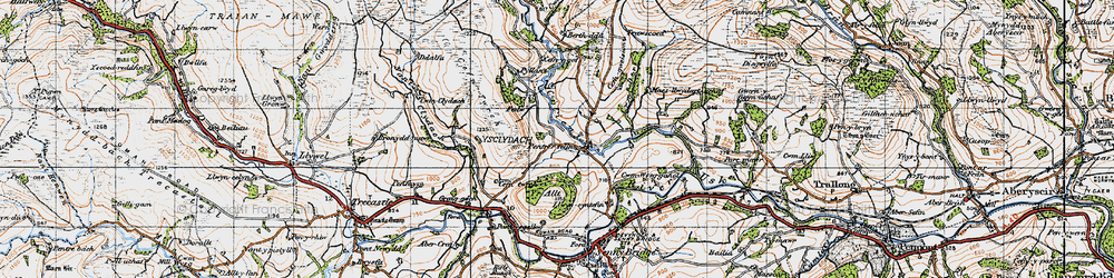 Old map of Pentre'r-felin in 1947