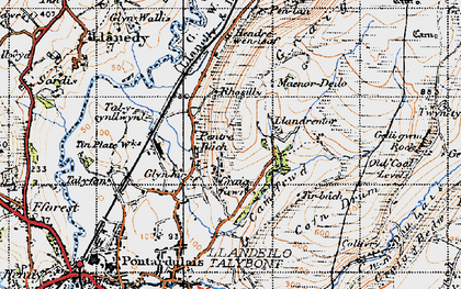 Old map of Pentrebach in 1947