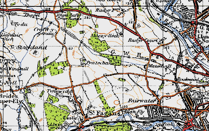 Old map of Pentrebane in 1947
