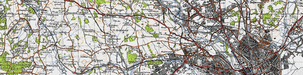 Old map of Pentrebane in 1947