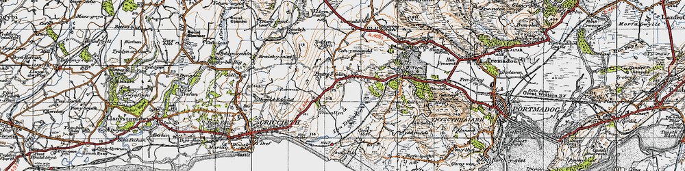 Old map of Braich-y-saint in 1947