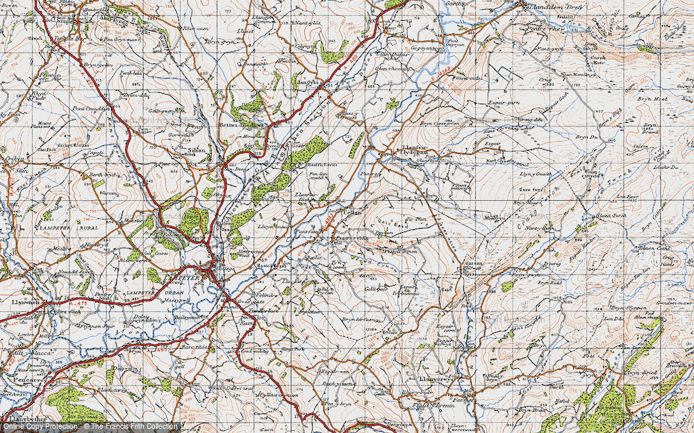 Old Map of Historic Map covering Blaen-plwyf-isaf in 1947