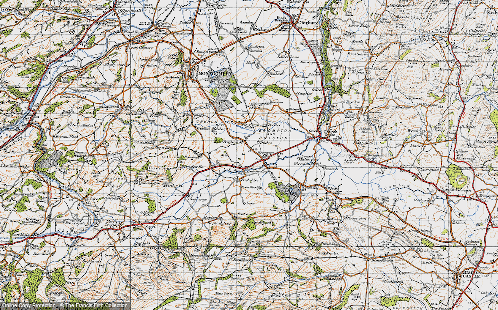 Old Map of Historic Map covering Brompton Hall in 1947