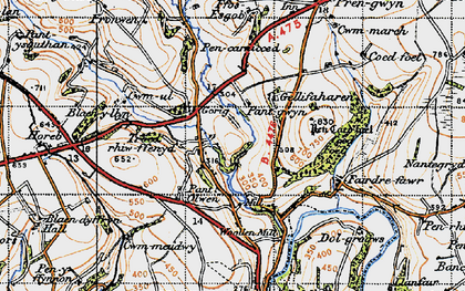 Old map of Pentrellwyn in 1947