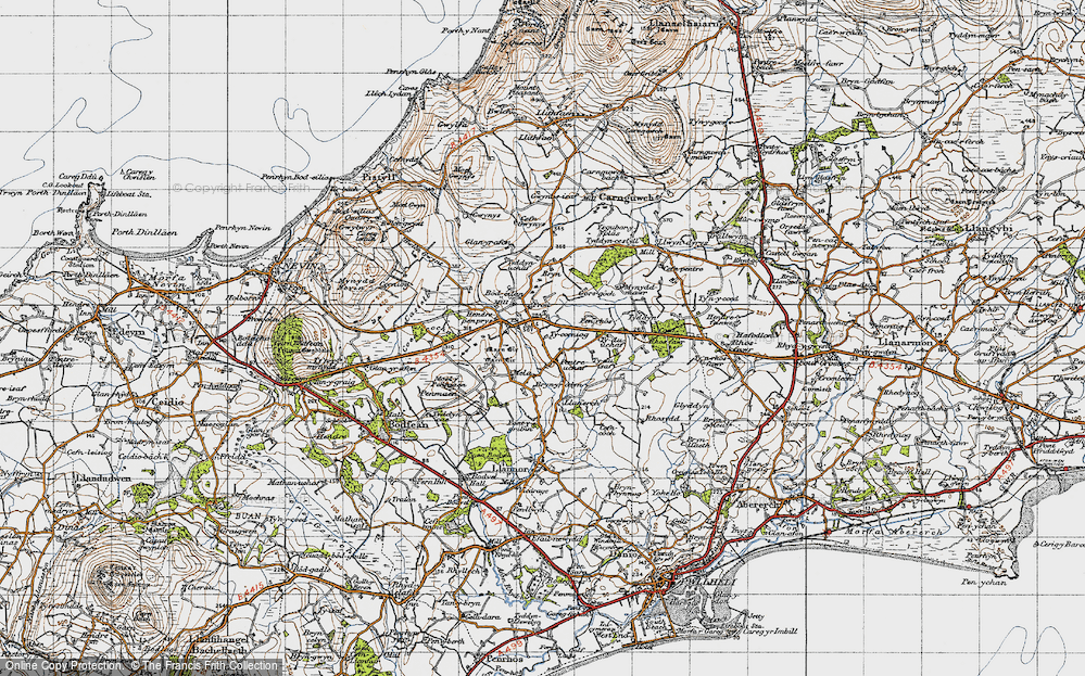Old Map of Historic Map covering Bryn Rodyn in 1947