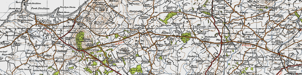 Old map of Bryn Rodyn in 1947