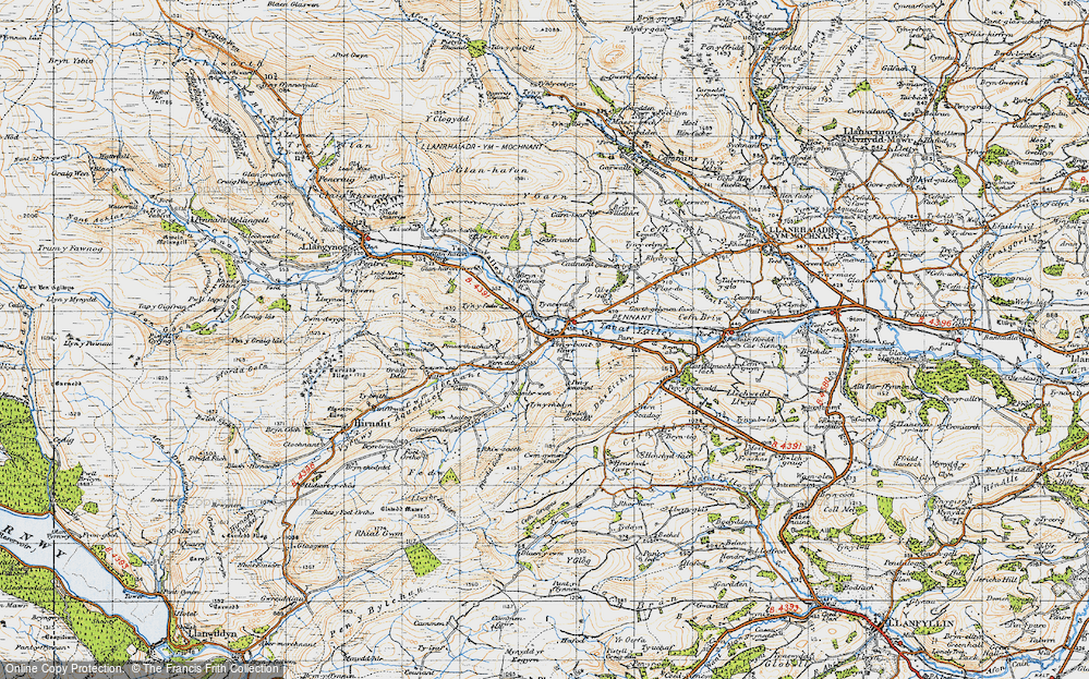 Old Map of Historic Map covering Arllen-Fawr in 1947