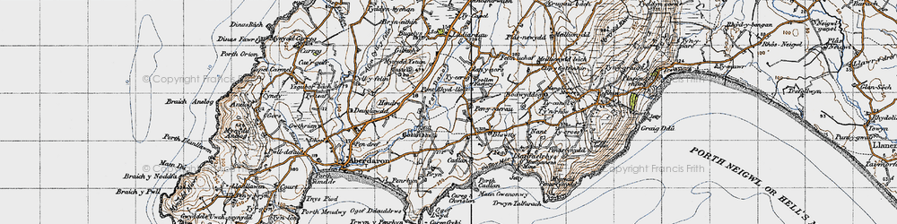 Old map of Penycaerau in 1947