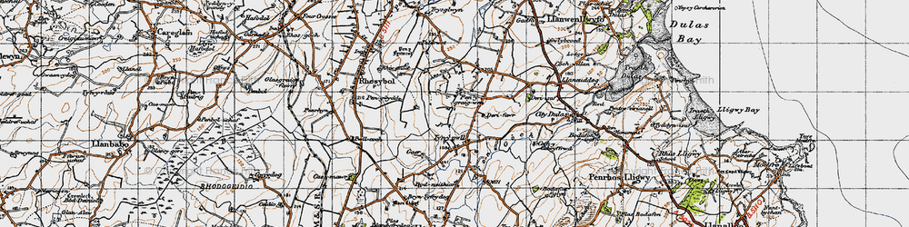 Old map of Penygraigwen in 1947