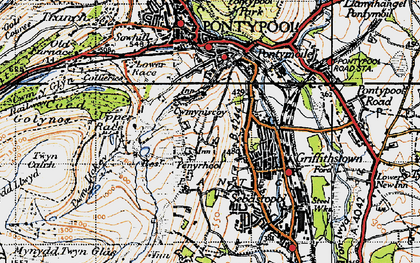 Old map of Penyrheol in 1947