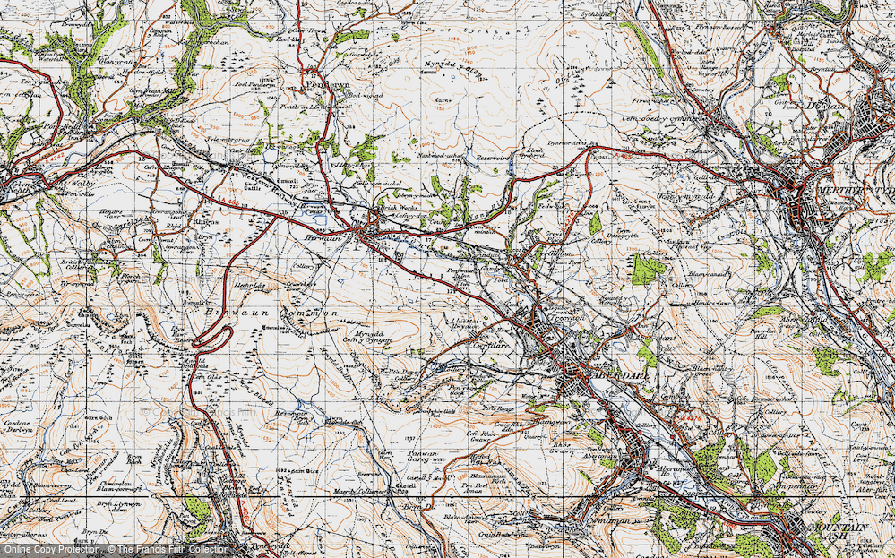 Old Map of Penywaun, 1947 in 1947