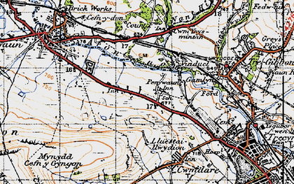 Old map of Penywaun in 1947