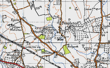 Old map of Peopleton in 1946