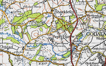 Old map of Peper Harow in 1940