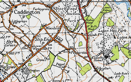 Old map of Pepperstock in 1946