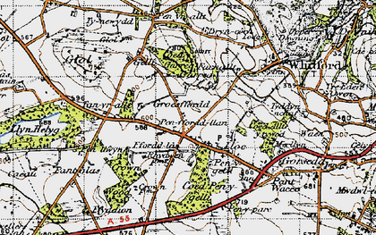 Old map of Per-ffordd-llan in 1947