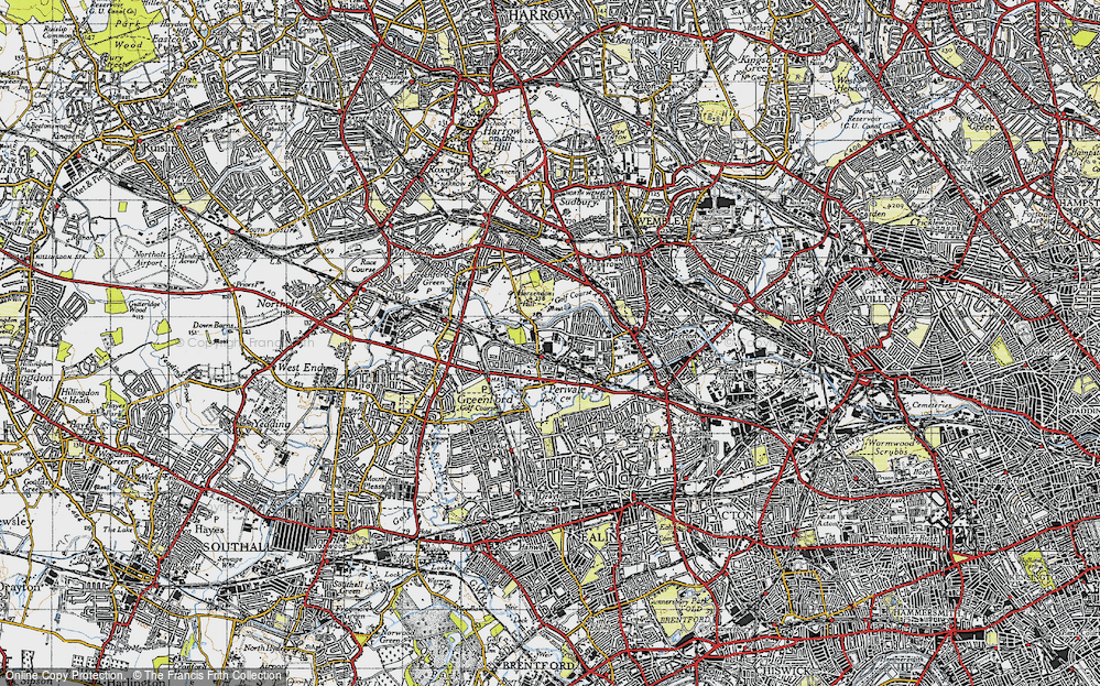 Old Map of Perivale, 1945 in 1945