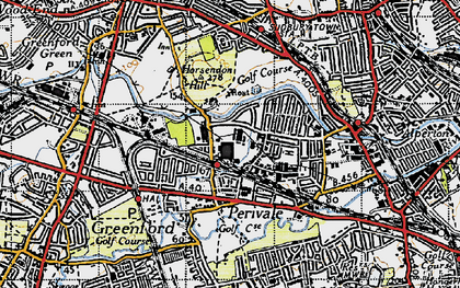 Old map of Perivale in 1945