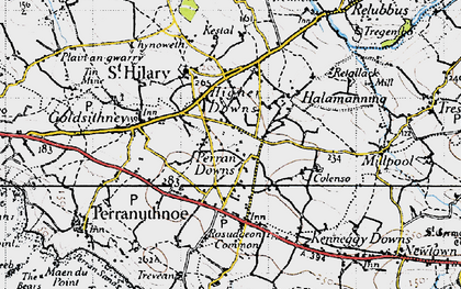 Old map of Perran Downs in 1946