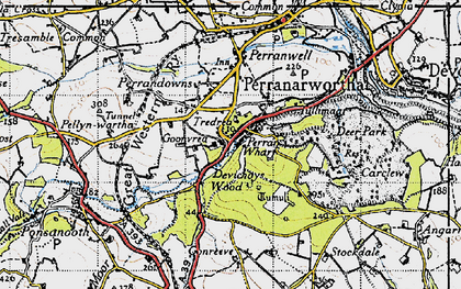 Old map of Perranarworthal in 1946