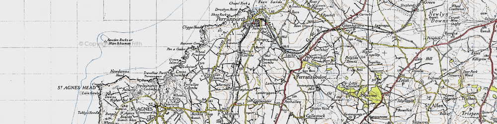 Old map of Perrancoombe in 1946