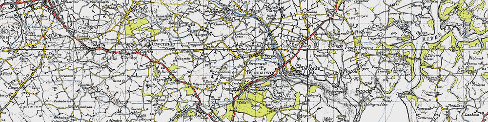 Old map of Perranwell in 1946