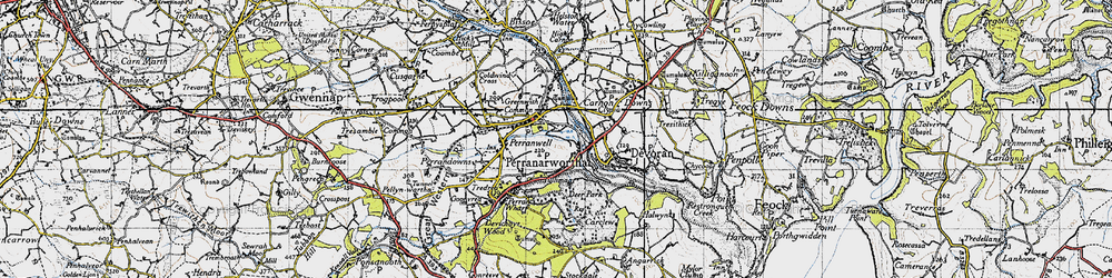 Old map of Perranwell Station in 1946