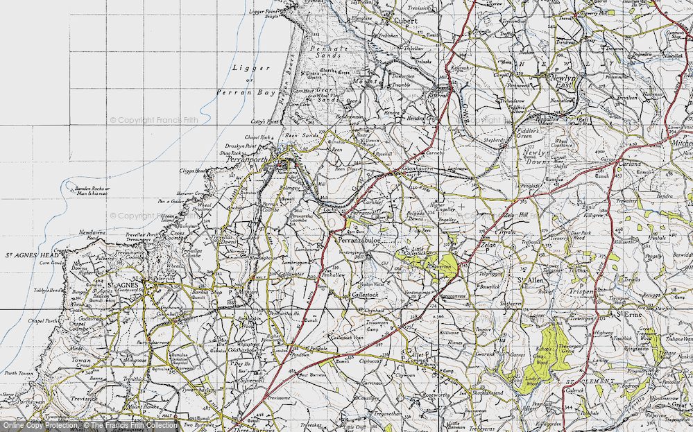 Old Map of Perranzabuloe, 1946 in 1946