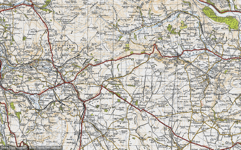 Old Map of Historic Map covering Whitelee in 1947