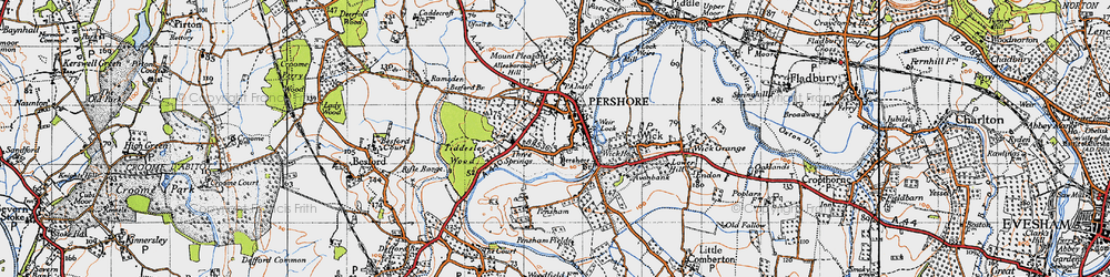 Old map of Pershore Hall in 1946