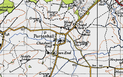 Old map of Pertenhall in 1946