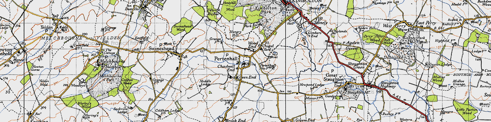 Old map of Pertenhall in 1946