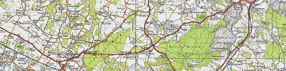 Old map of Pested in 1940