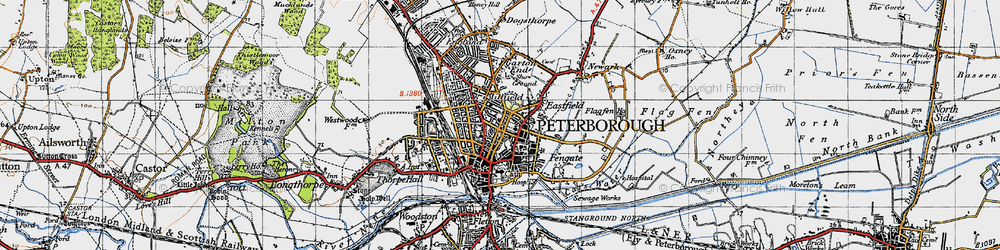 Old map of Peterborough in 1946