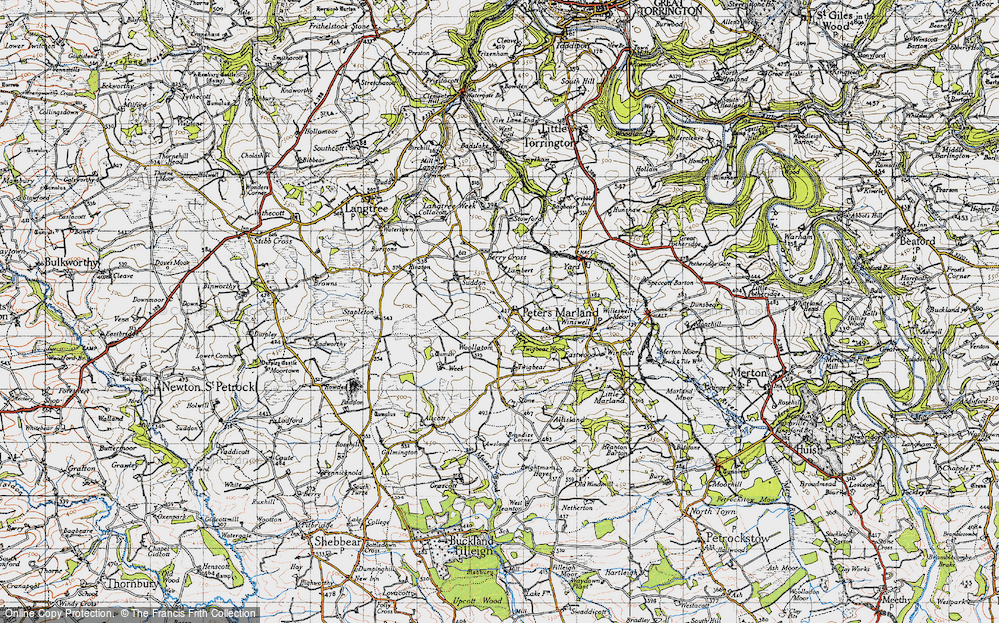 Old Map of Peters Marland, 1946 in 1946