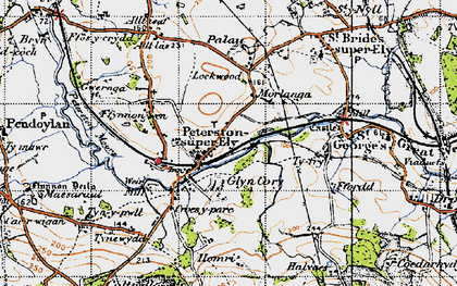 Old map of Peterston-super-Ely in 1947