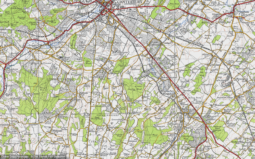 Old Map of Pett Bottom, 1947 in 1947
