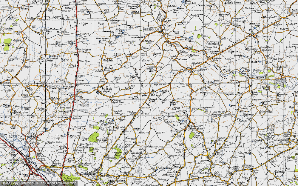 Old Map of Pettaugh, 1946 in 1946