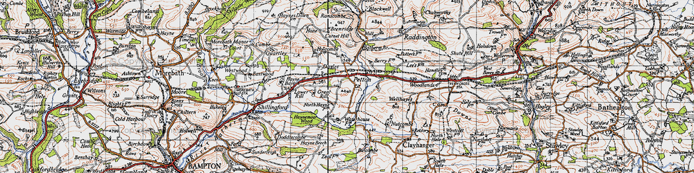 Old map of Petton in 1946
