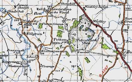 Old map of Petton in 1947